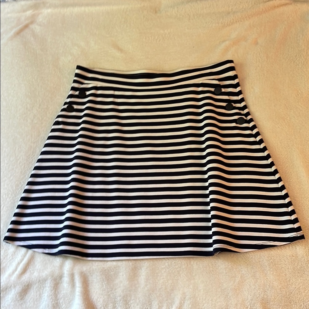 3 for $25! LOFT Navy Blue and White Striped Women's Skirt,‎ size medium Tall - Picture 2 of 6